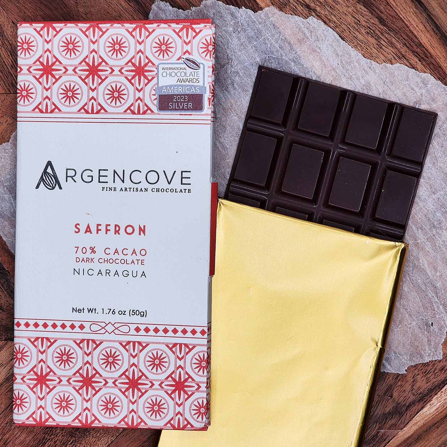 Argencove Saffron 70% Dark Chocolate Bar