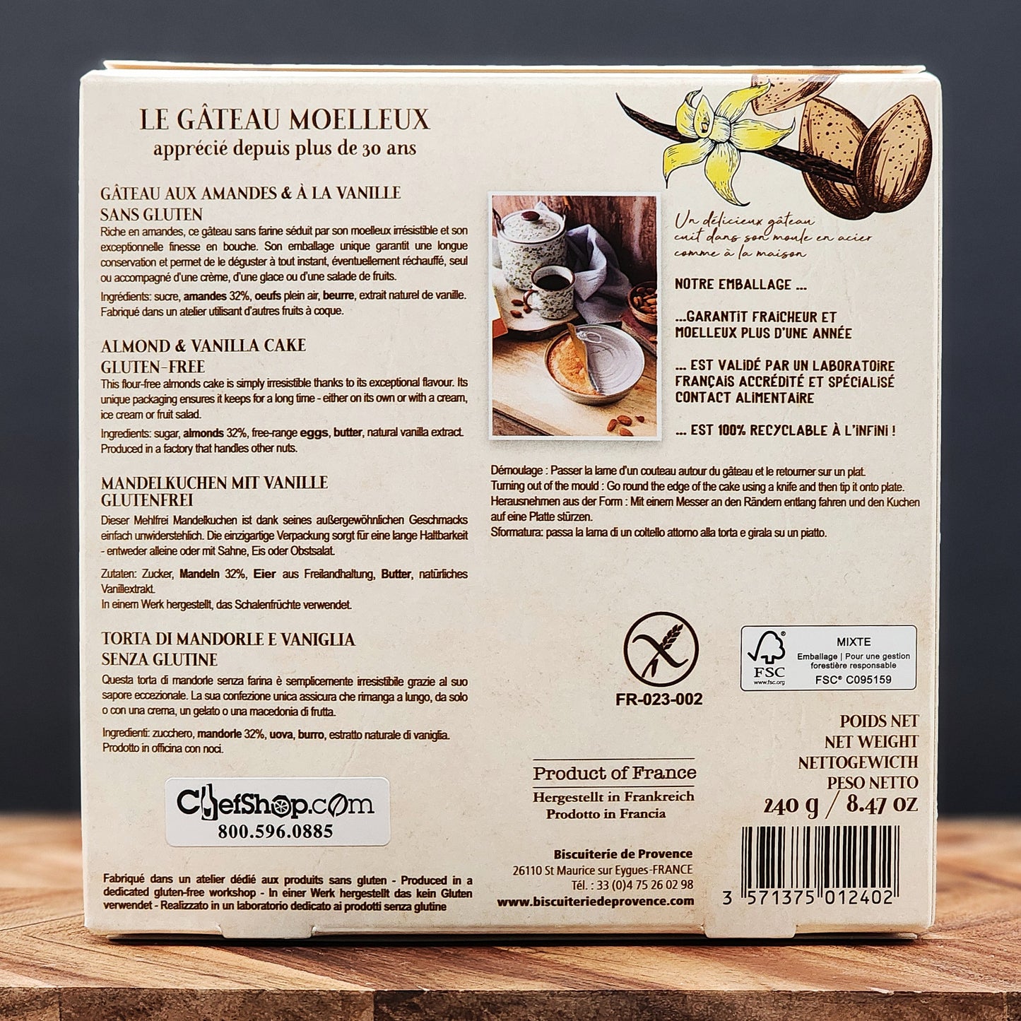 Biscuiterie de Provence Vanilla and Almond Cake - Gluten Free