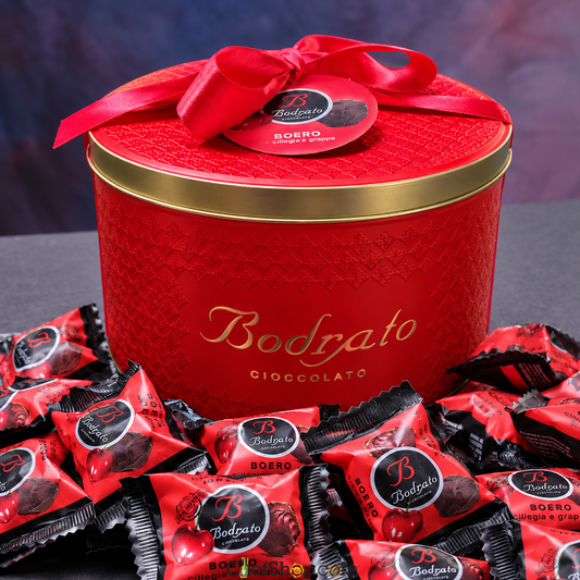 Bodrato Boero Grappa Chocolate-Covered Cherries - Extra Large Hat Box