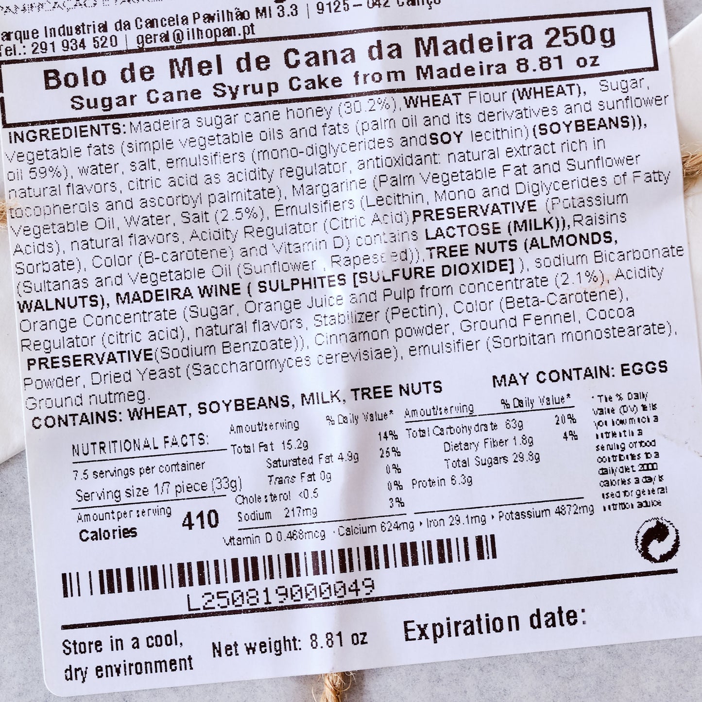 Bolo de Mel De Cana from Madeira