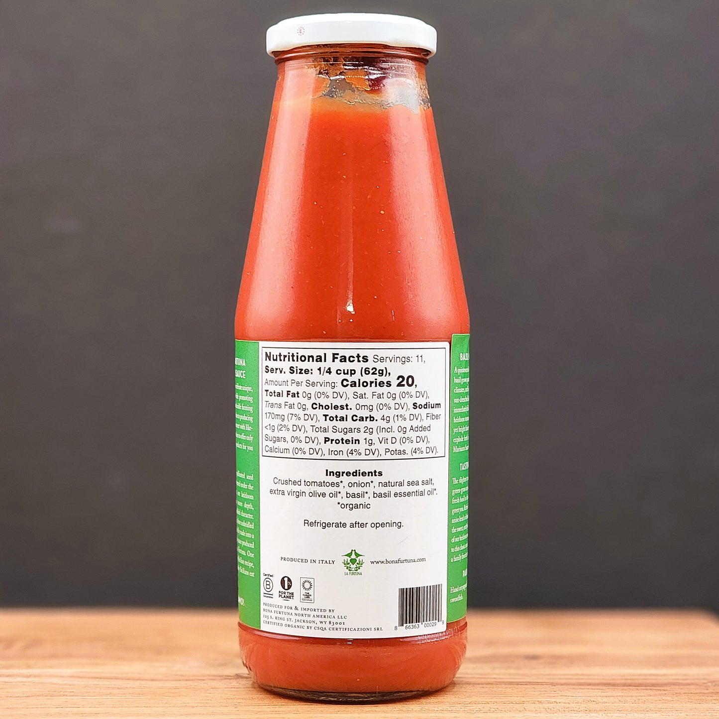 Bona Furtuna Organic Marinara Sauce with Basil