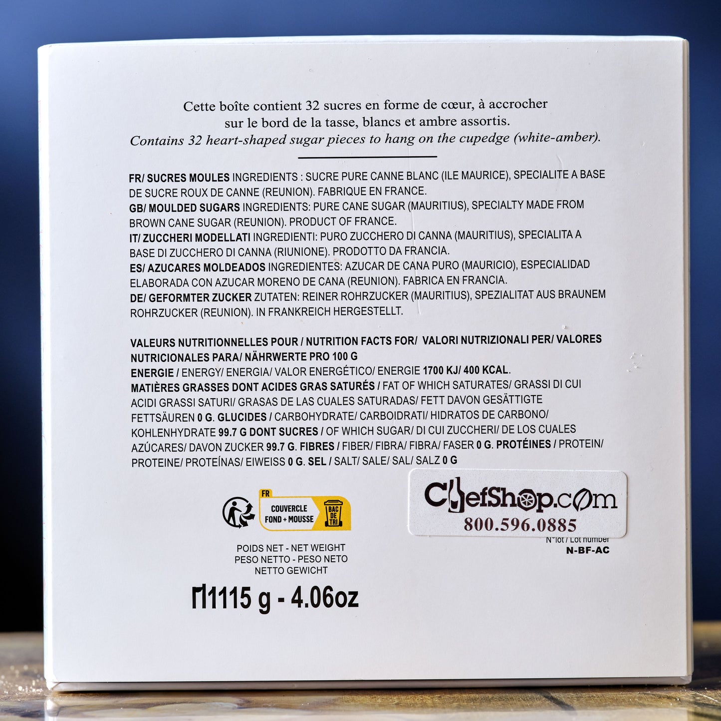 Canasuc Brown Heart-Shaped Sugar Cubes ingredients