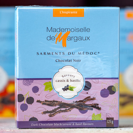 Dark Chocolate Twigs with Cassis and Basil - Mademoiselle de Margaux