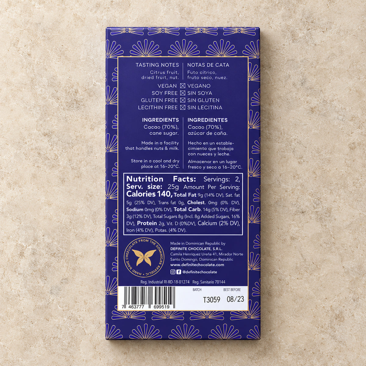 Definite Chocolate 70% Dark Chocolate Bar