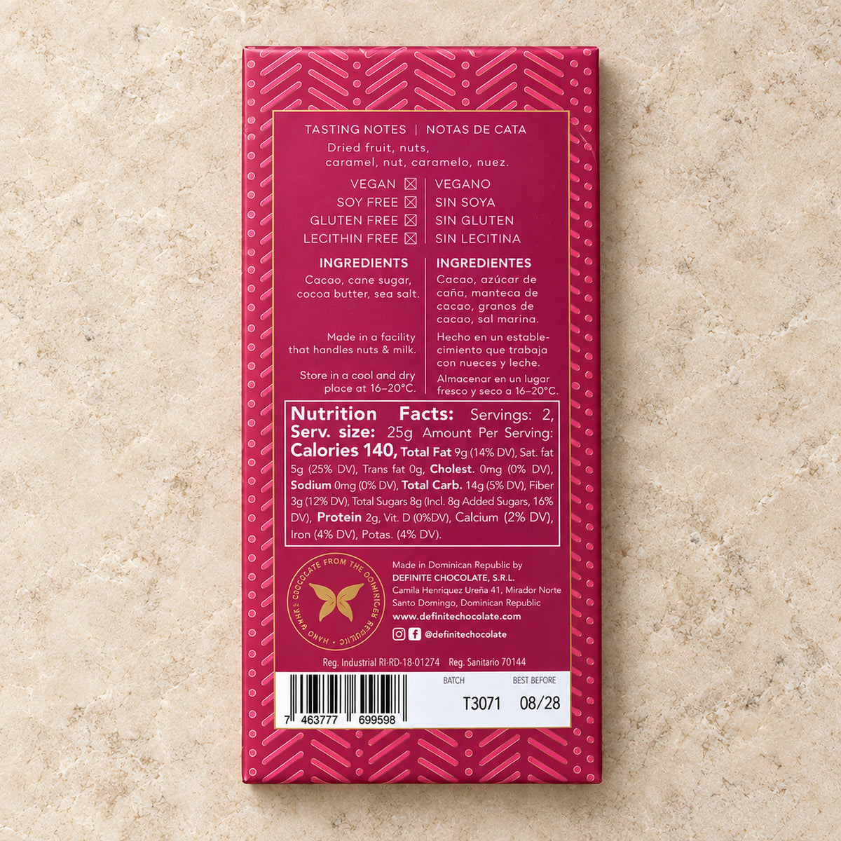 Definite Chocolate Coffee & Sea Salt 65% Dark Chocolate Bar