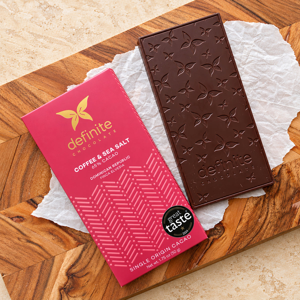 Definite Chocolate Coffee & Sea Salt 65% Dark Chocolate Bar