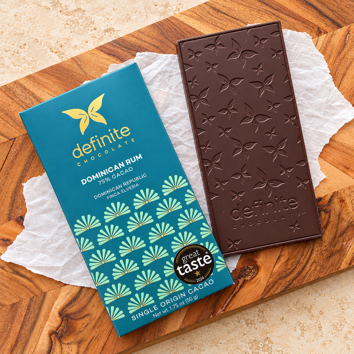 Definite Chocolate Dominican Rum 75% Dark Chocolate Bar