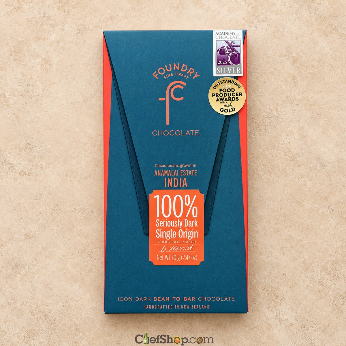 Foundry Chocolate India 100% Dark Chocolate Bar - Anamalai Estate