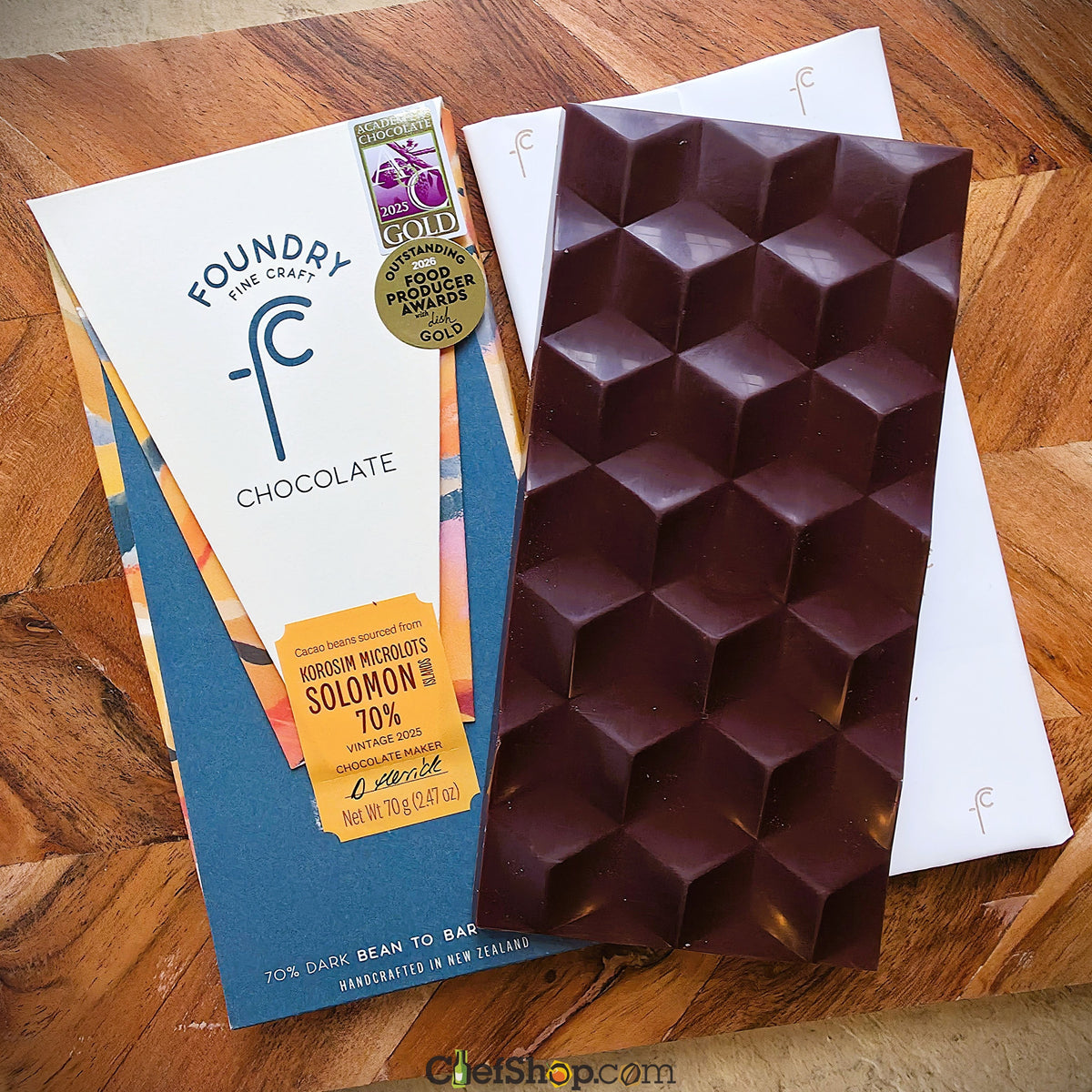 Foundry Chocolate Solomon Islands 70% Dark Chocolate Bar