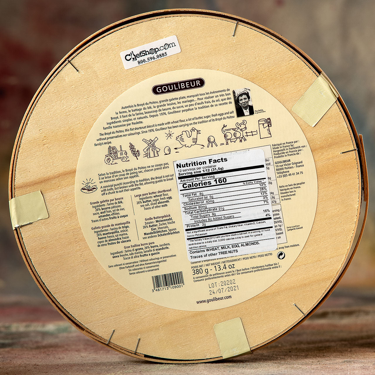 Goulibeur Broye du Poitou French Butter Shortbread in Wooden Box