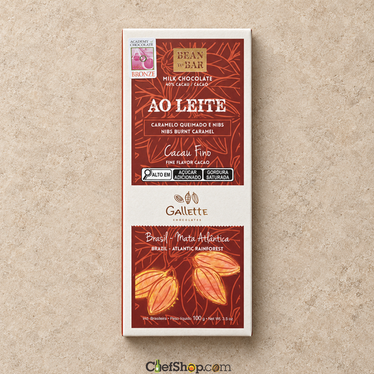 Gallette Chocolates Burnt Caramel 40% Milk Chocolate Bar with Cacao Nibs