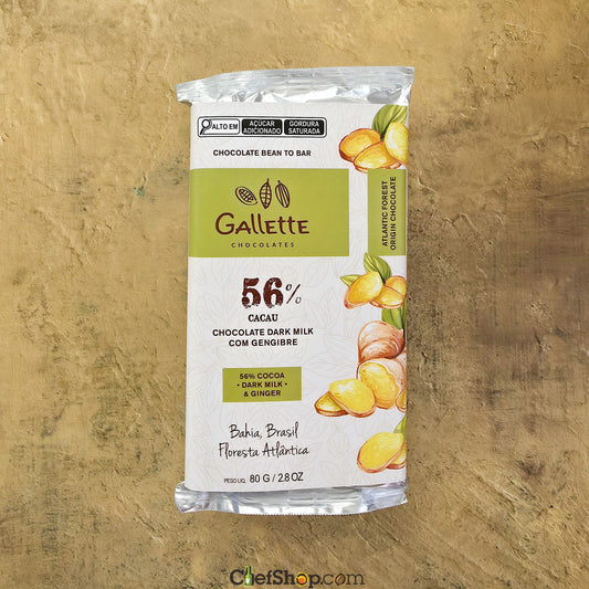 Gallette Chocolates 57% Dark Milk Chocolate Bar with Ginger