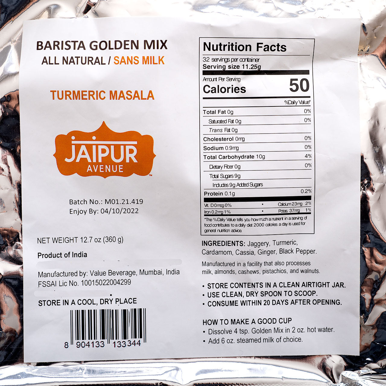 Golden Milk Turmeric Masala Jaipur Avenue Barista