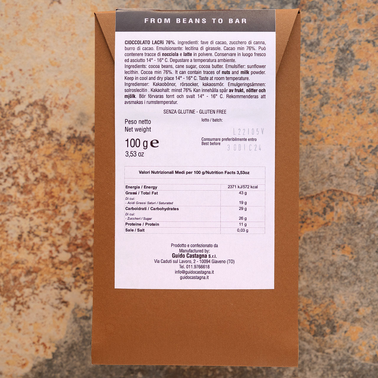 Guido Castagna 76-percent Cuyagua Venezuela Dark Chocolate Bar