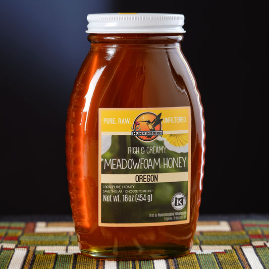 Meadowfoam Honey from Hummingbird  on a Frank Lloyd Wright  patterned surface