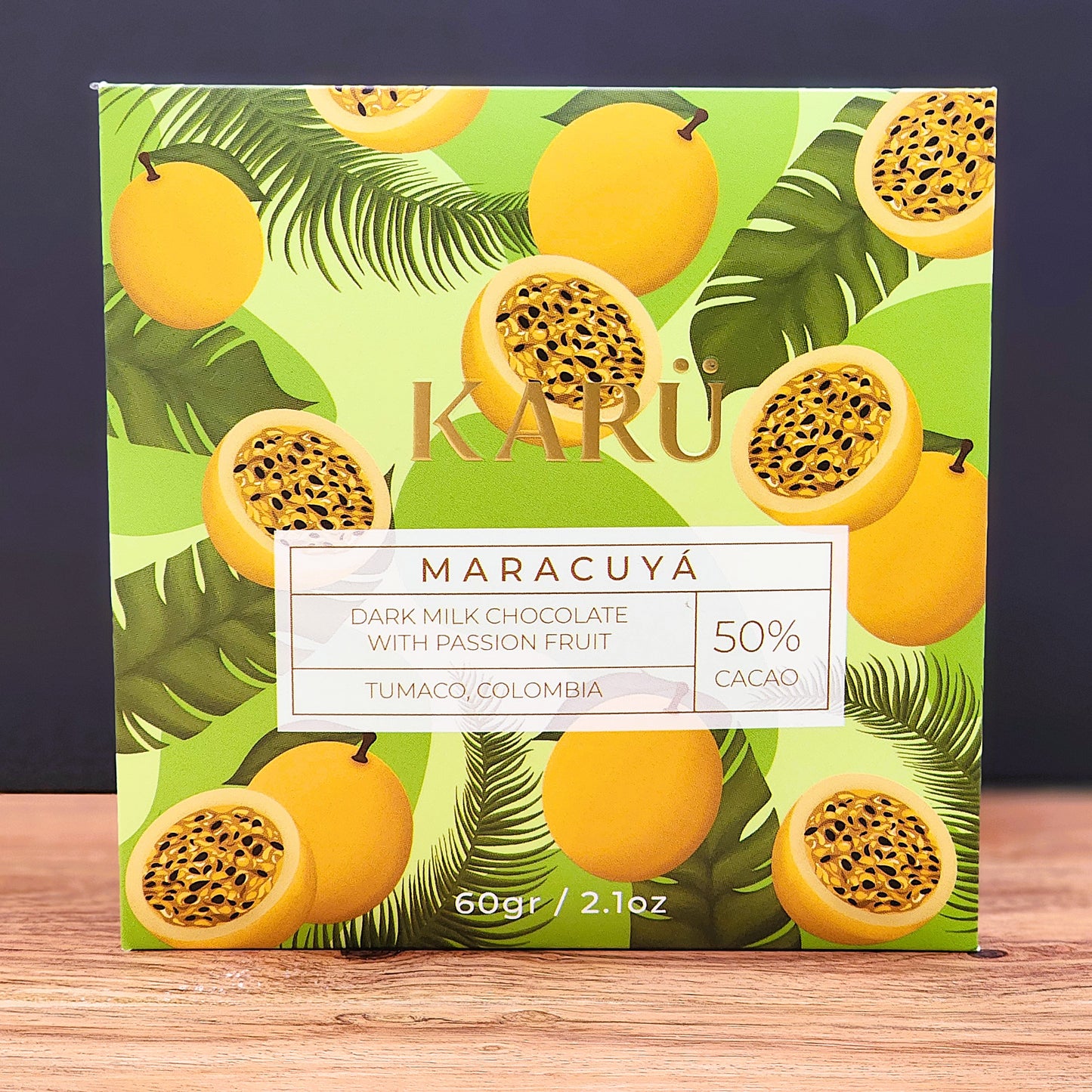 KARÜ Maracuya 50% Dark Milk Chocolate Bar with Passion Fruit