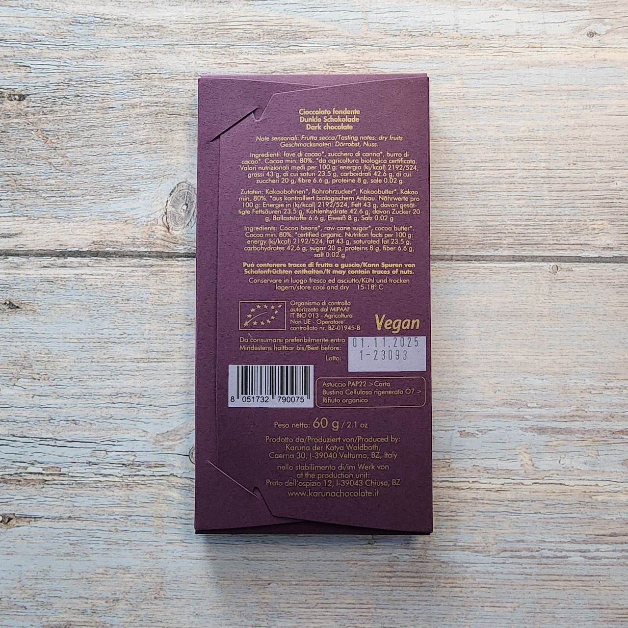 Karuna Chocolate Organic Dominican Rebublic 80% Dark Bar