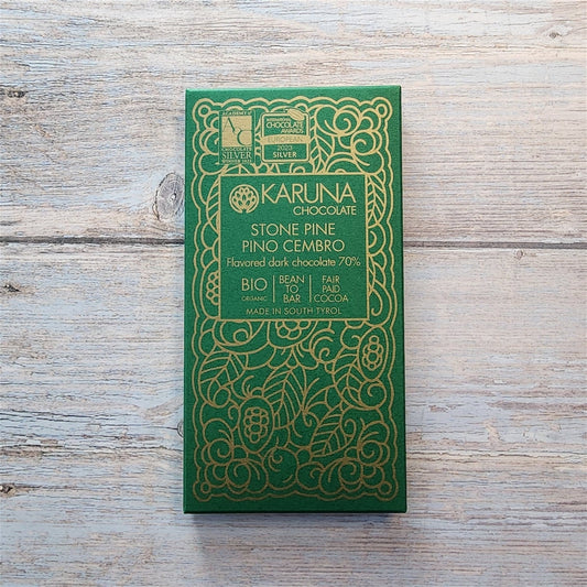Karuna Stone Pine Flavored 70% Dark Chocolate Bar