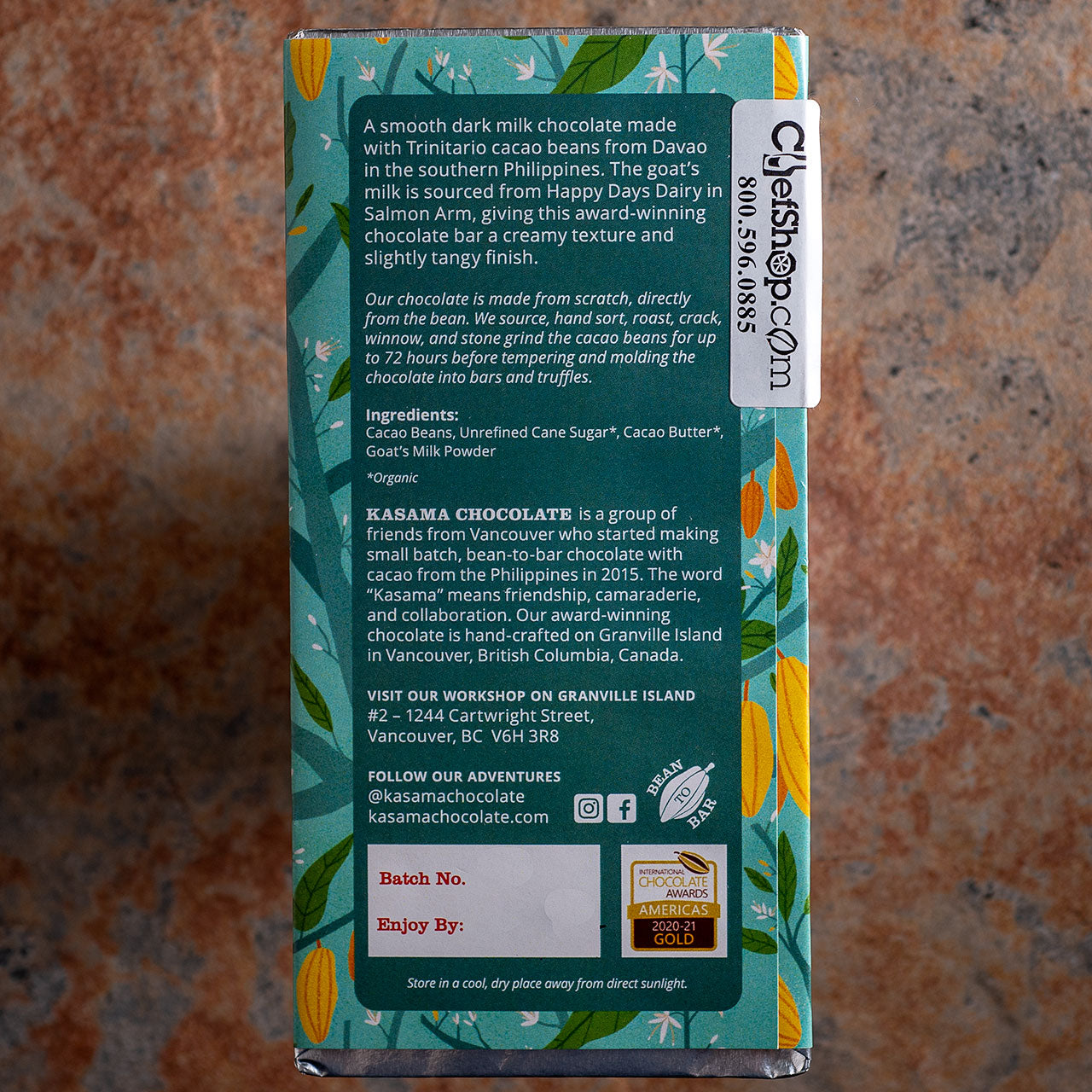 Kasama 55 Percent Goat Milk Chocolate Bar