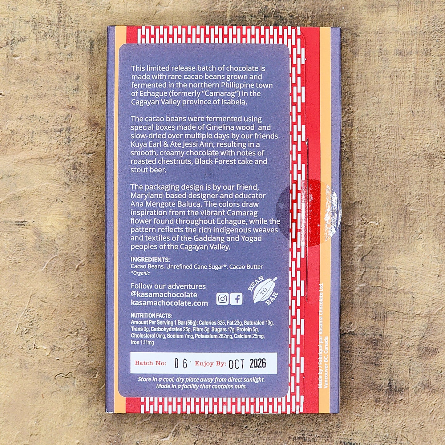 Kasama Echague 70% Dark Chocolate Bar