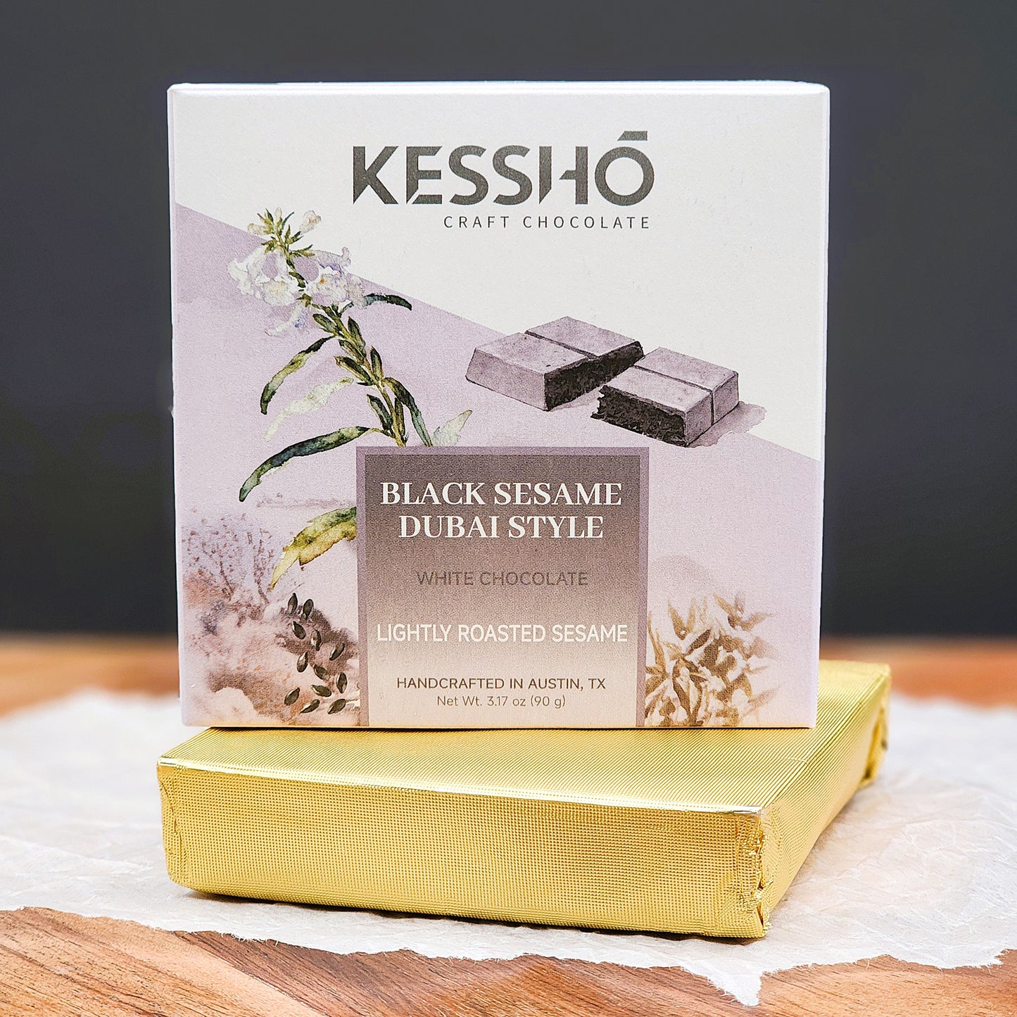 KESSHŌ Dubai-Style Black Sesame White Chocolate Bar