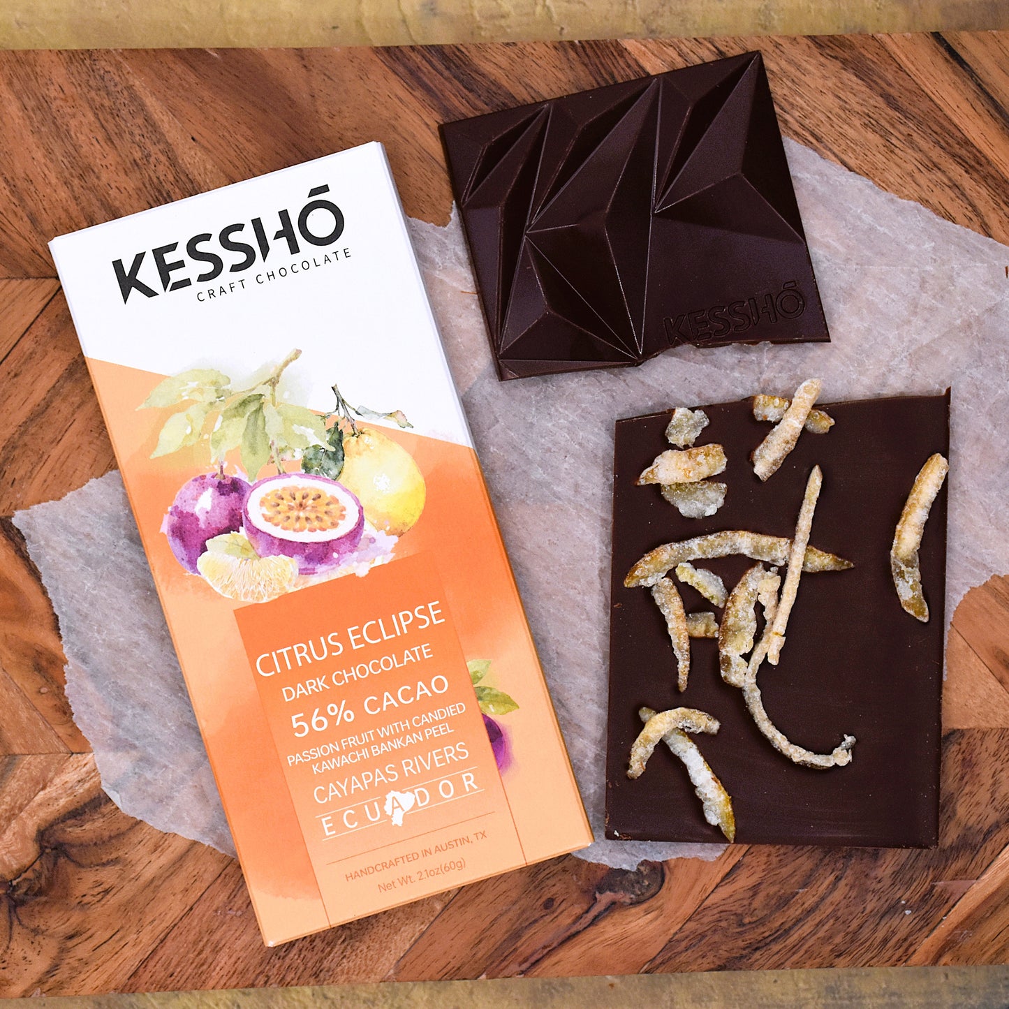 KESSHŌ Citrus Eclipse 56% Dark Chocolate Bar