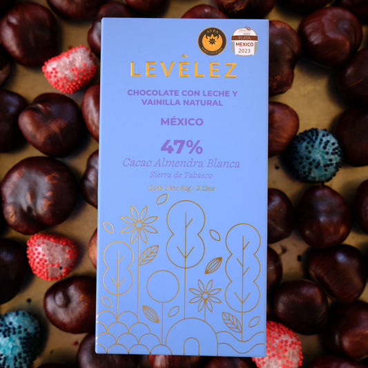 LEVELEZ 47% Dark Milk Almendra Blanca Chocolate Bar