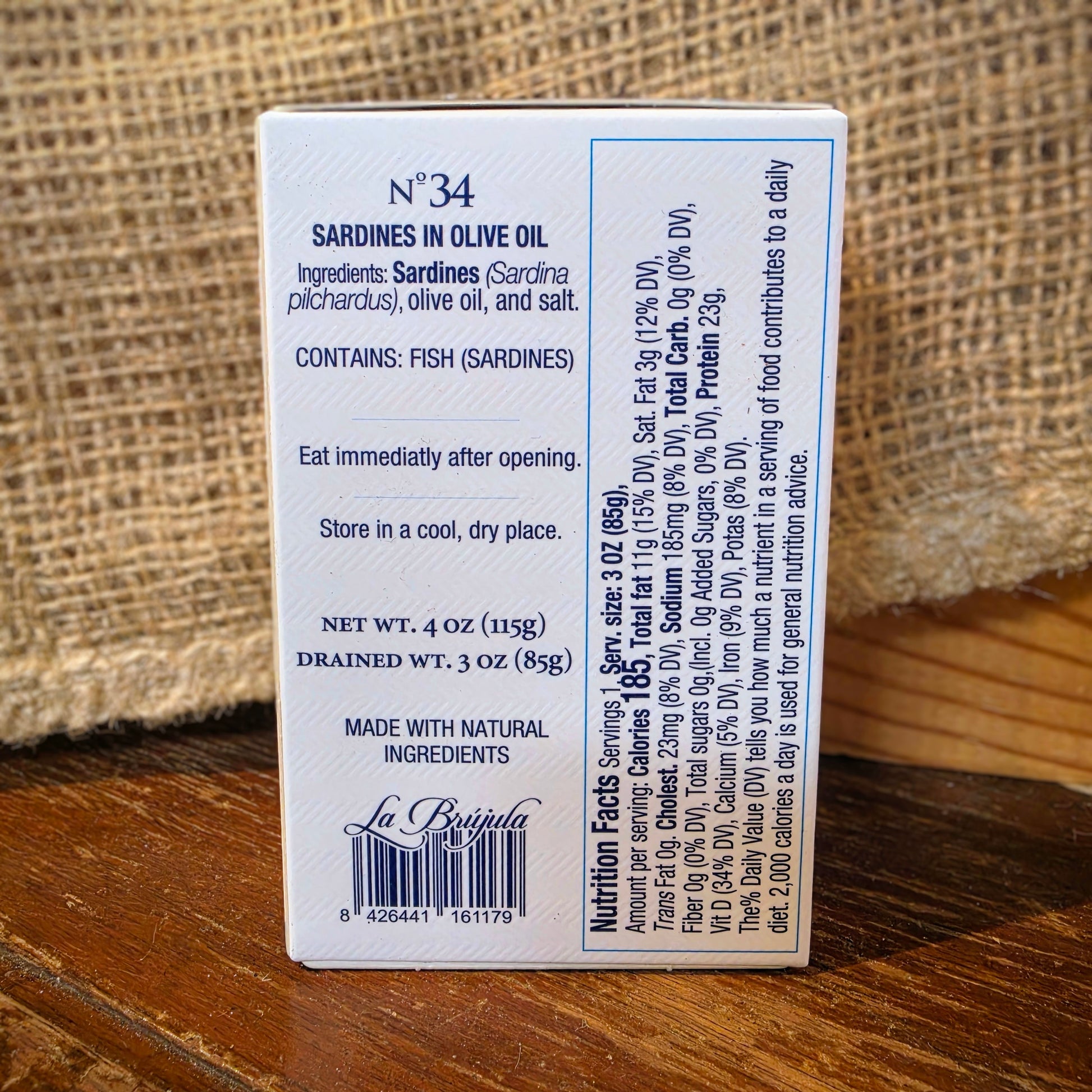 La Brujula Sardines in Olive Oil No 34 Ingredients 