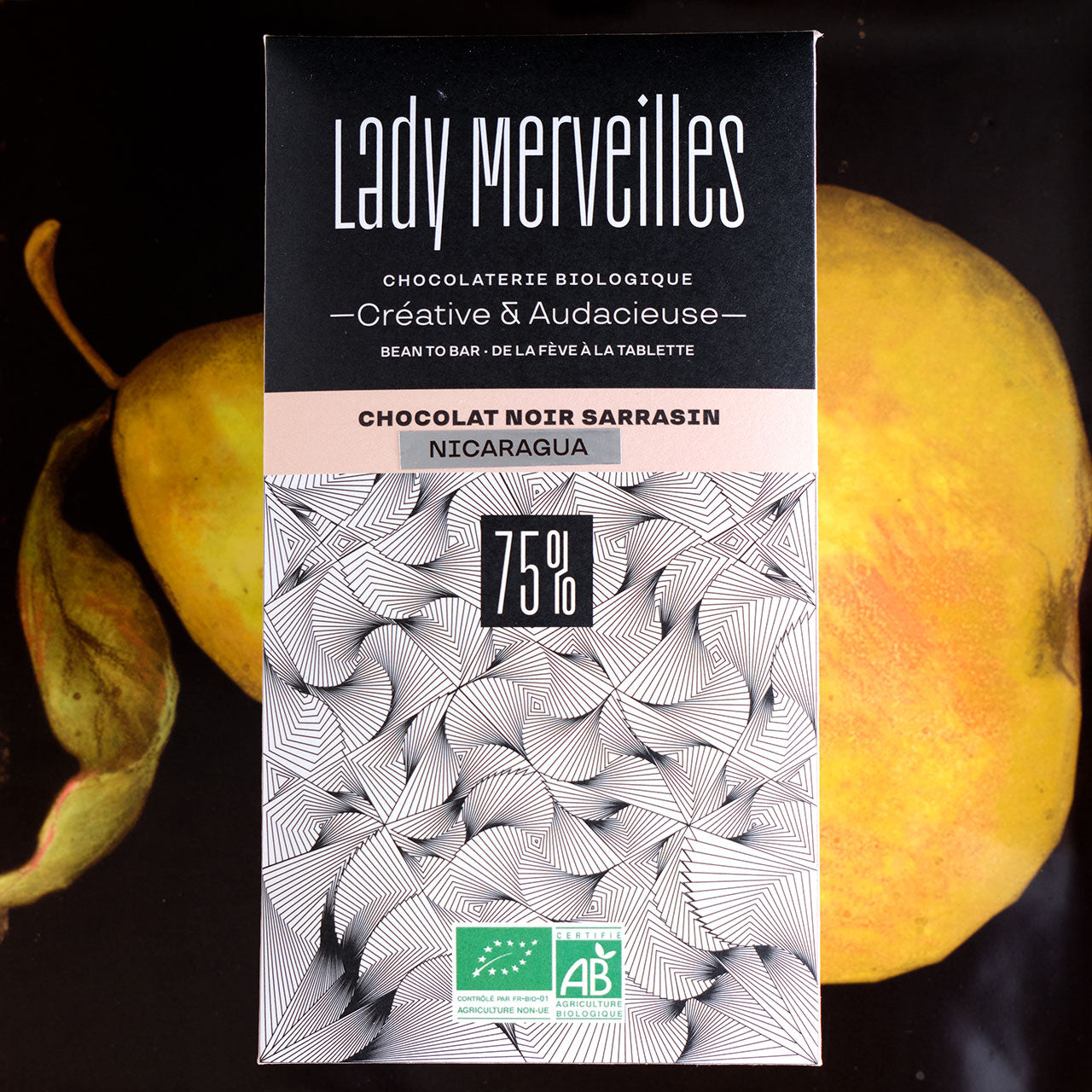 Lady Merveilles Chocolat Noir Sarrasin Nicaragua 75% Chocolate Bar with Caramalized Buckwheat