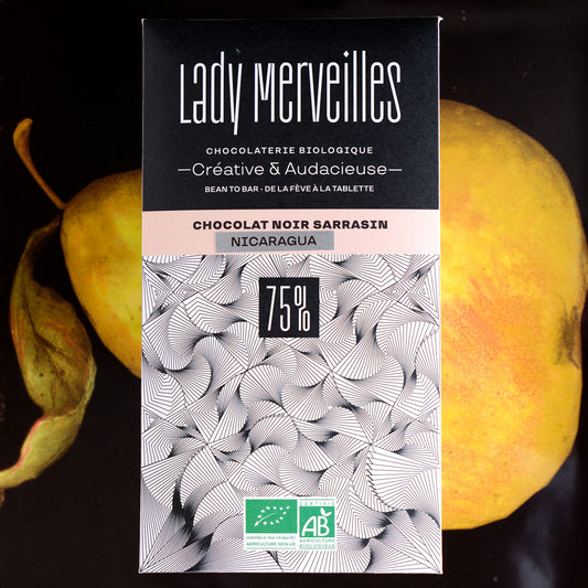 Lady Merveilles Chocolat Noir Sarrasin Nicaragua 75% Chocolate Bar with Caramalized Buckwheat