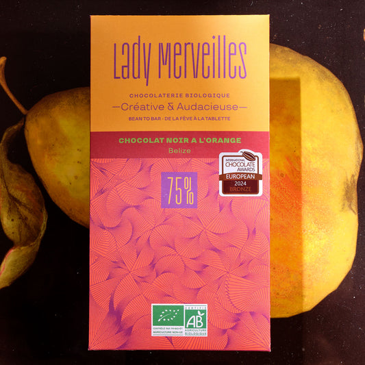 Lady Merveilles Chocolat Noir a L'Orange 75% Belize Toledo Organic