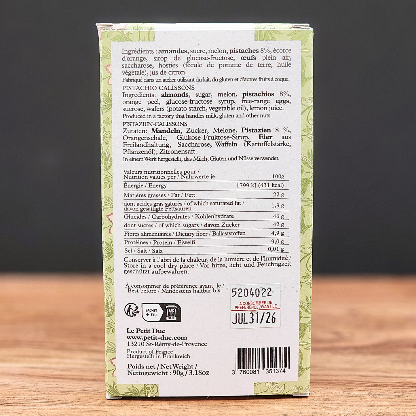 Le Petit Duc Calissons with Pistachio