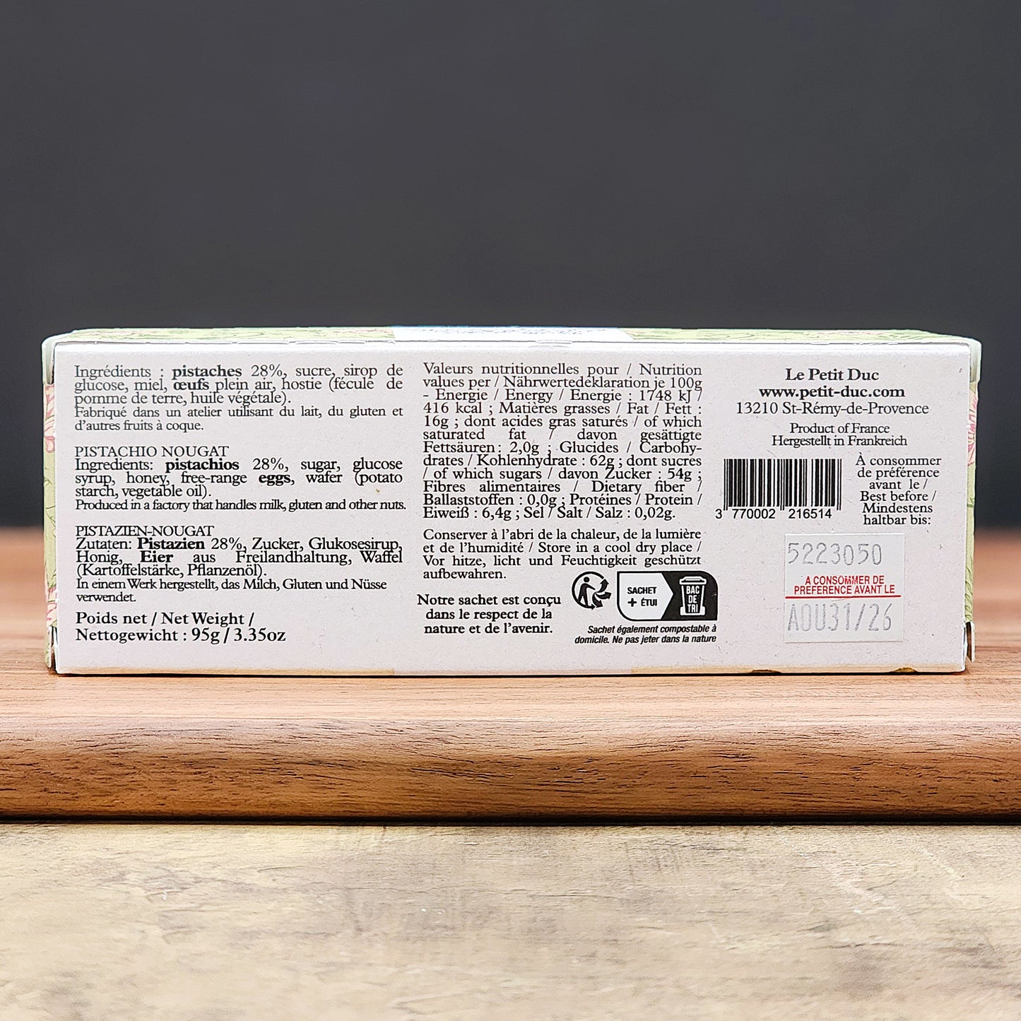 Le Petit Duc French Pistachio Nougat Aux Pistaches