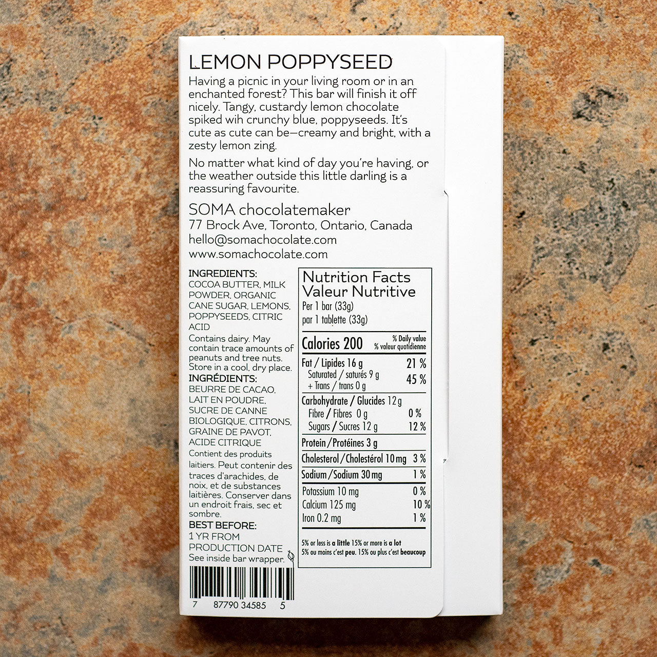 SOMA Lemon Poppyseed Fruit Chocolate Bar