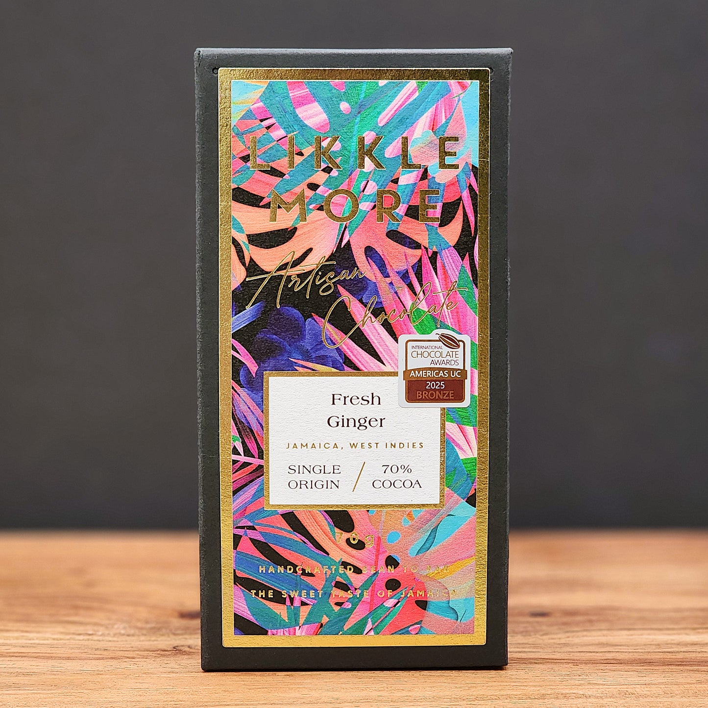Likkle More Fresh Ginger 70% Dark Chocolate Bar