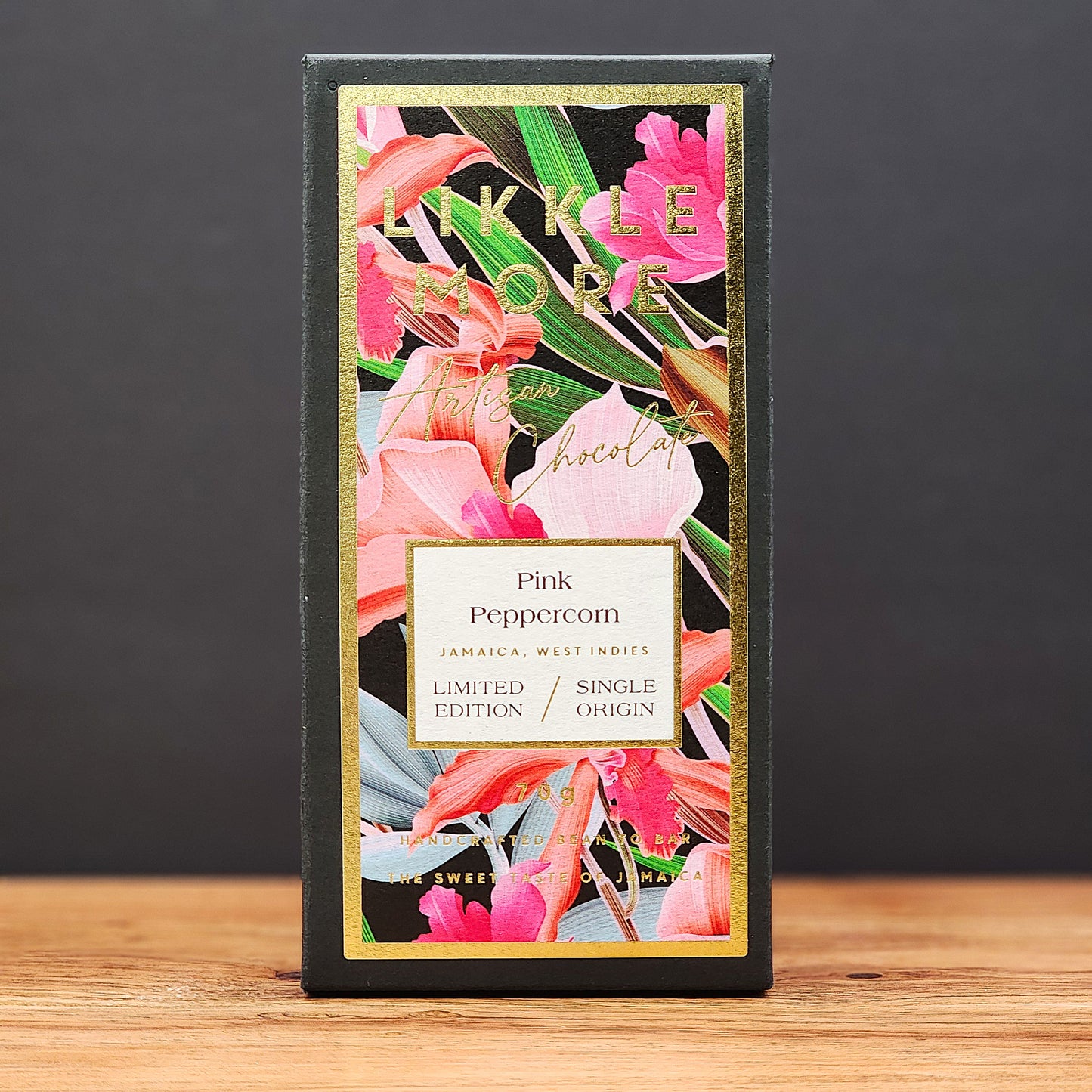 Likkle More Pink Peppercorn 70% Dark Chocolate Bar