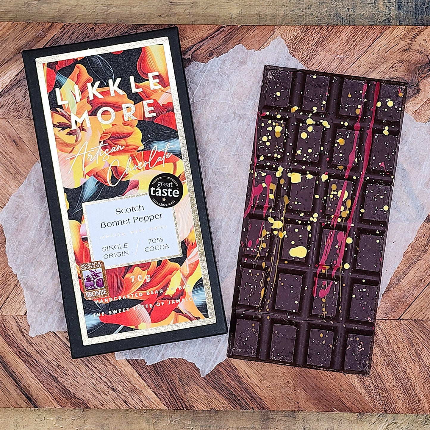Likkle More Scotch Bonnet Pepper 70% Dark Chocolate Bar
