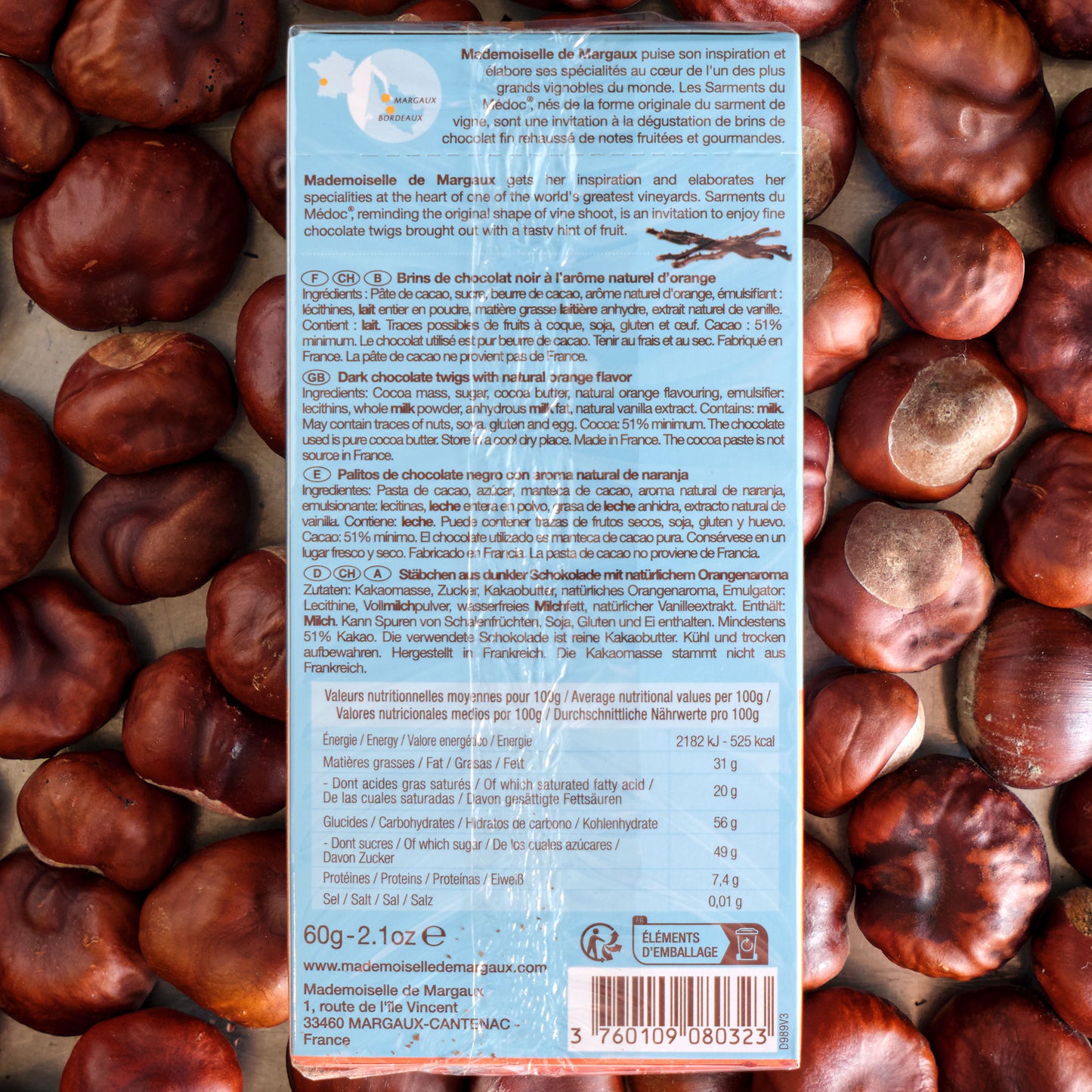 Mademoiselle de Margaux Chocolat Noir Saveur Orange Twigs - small