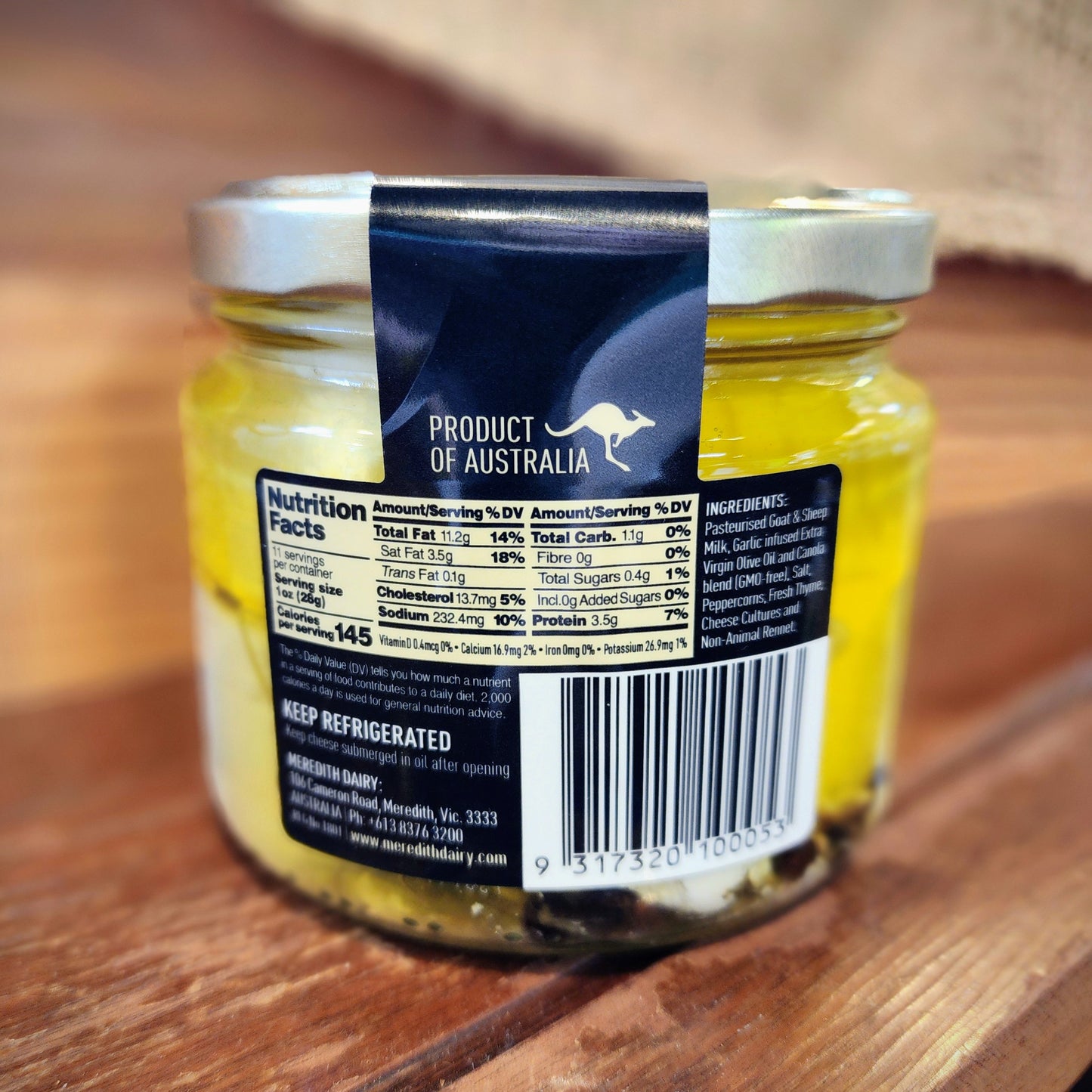 Meredith Dairy Marinated Sheep and Goat Cheese Label