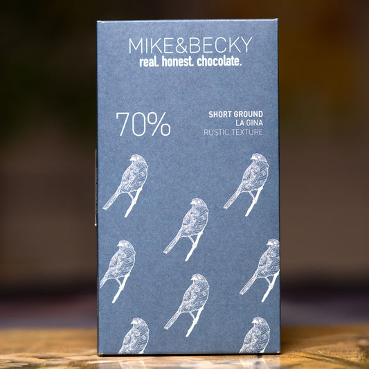 Mike & Becky Short Ground La Gina Rustic Texture 70% Organic Dark Chocolate Bar