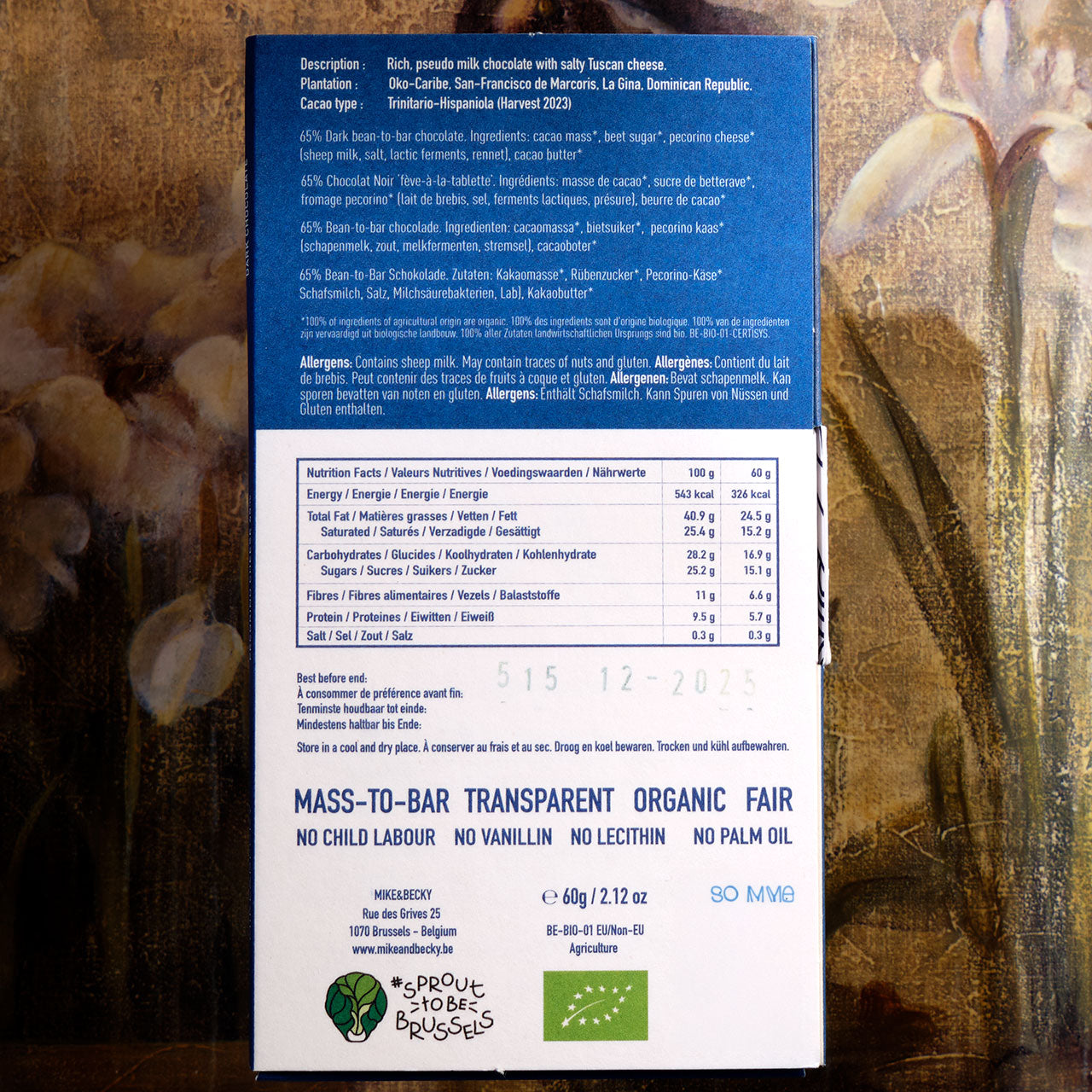 Mike & Becky Pecorino Cheese 65% Dark Organic Chocolate