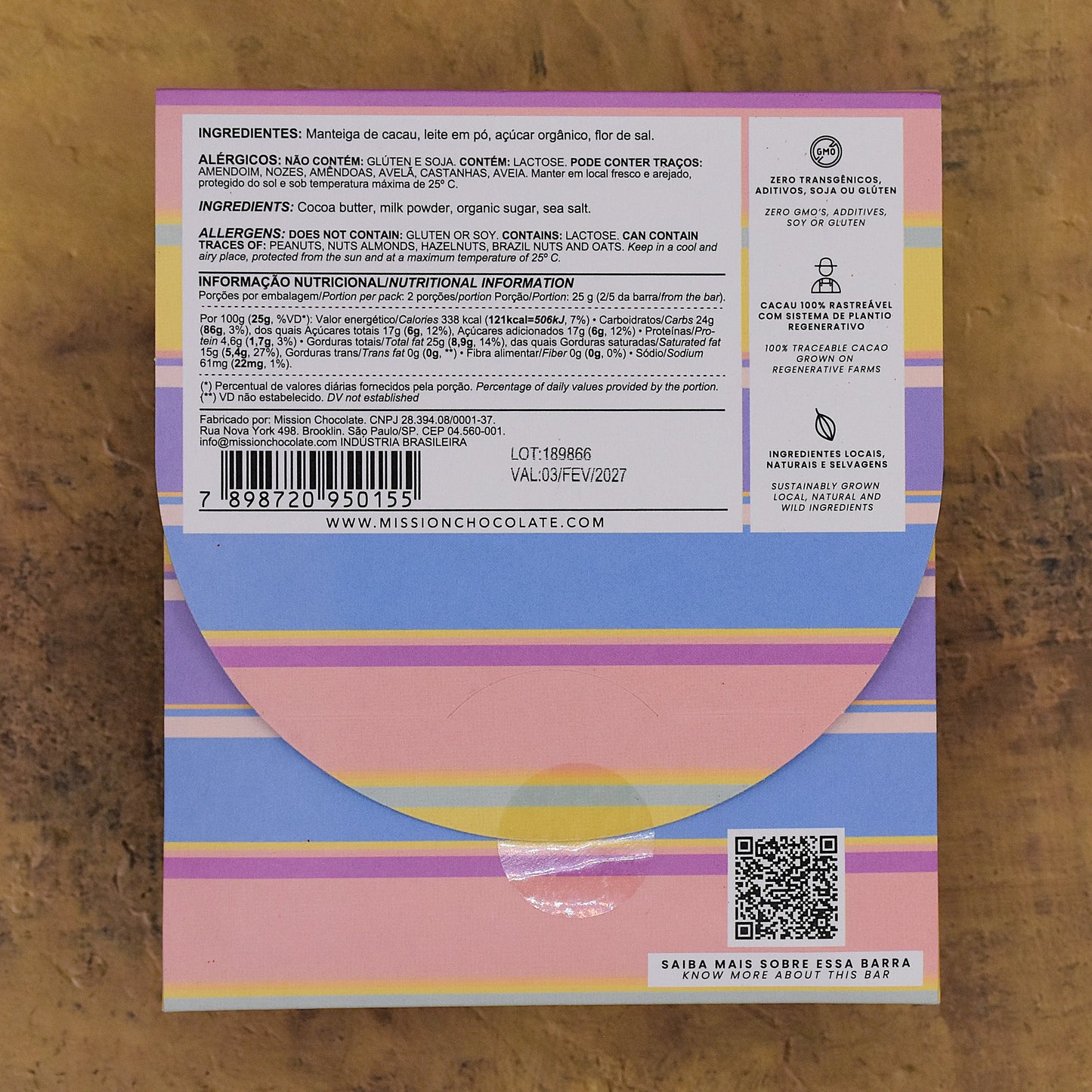 MISSION Chocolate Dulce De Leche with Flor de Sal Caramelized White Chocolate Bar