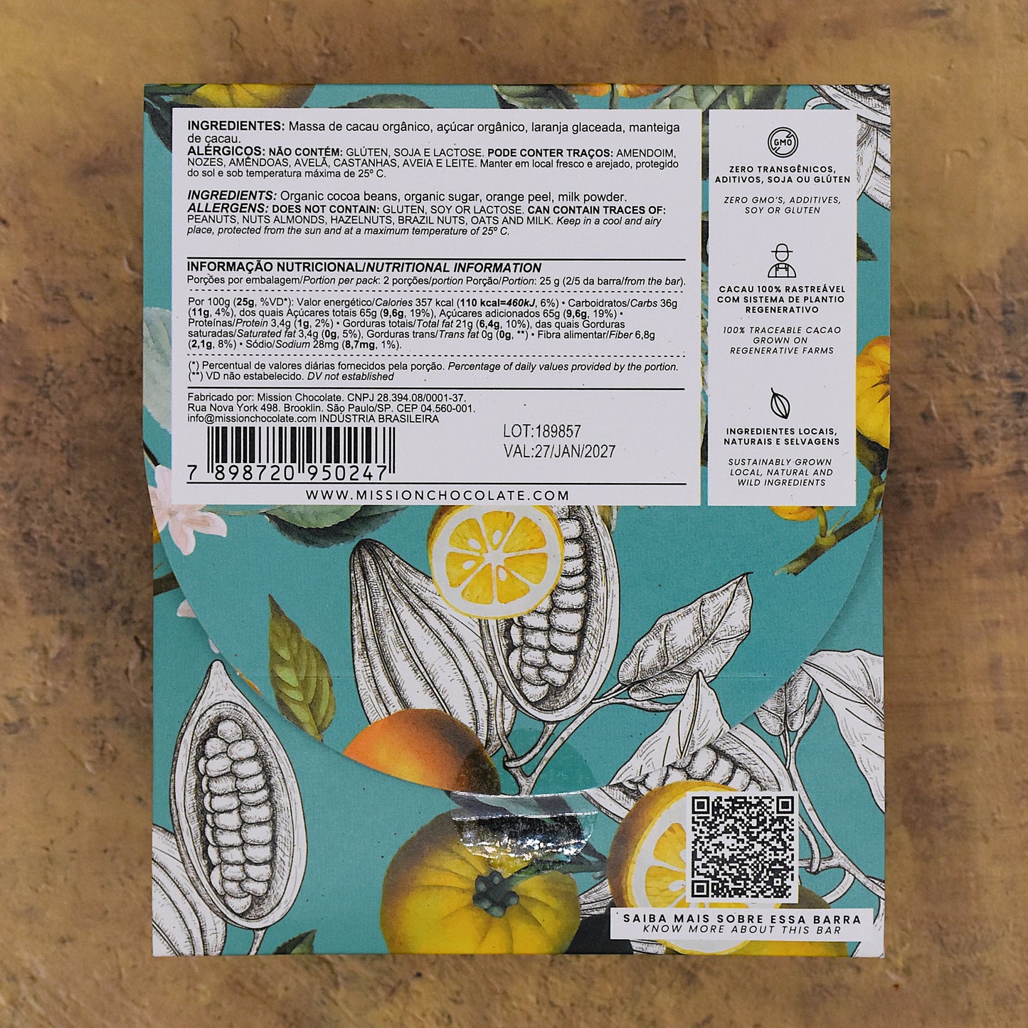 MISSION Chocolate Orange 70-Percent Dark Chocolate Bar
