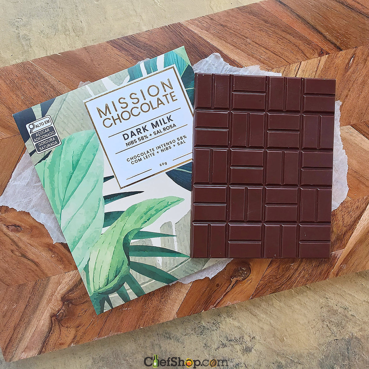 Mission Chocolate 58% Dark Milk Bar with Cocoa Nibs