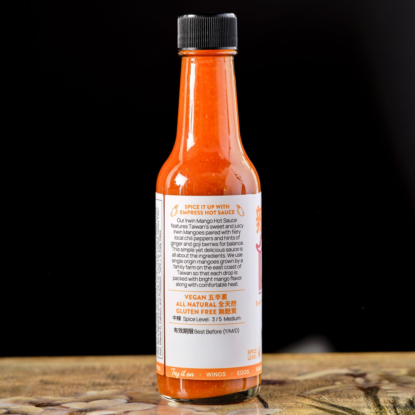 Empress Irwin Mango Hot Sauce about the sauce label