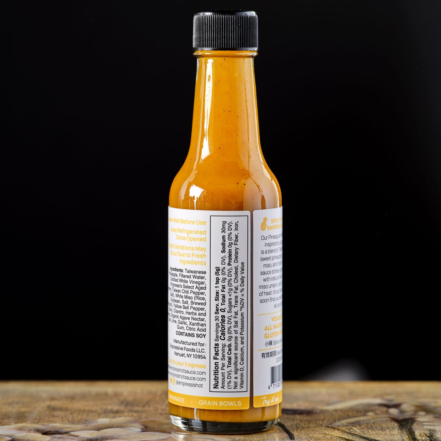 Empress Pineapple Miso Hot Sauce nutrition facts label