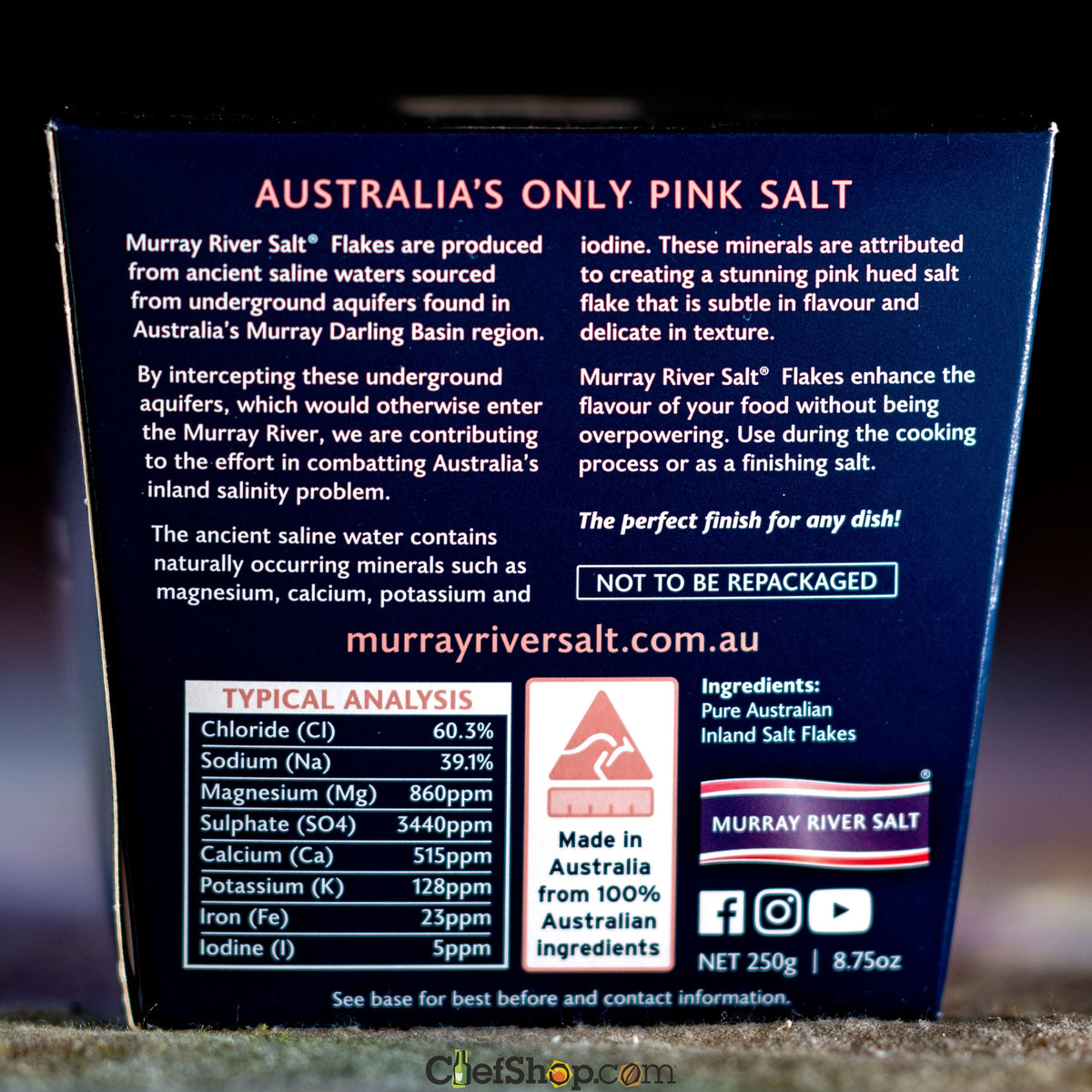 Murray River Pink Salt - 250 gram box