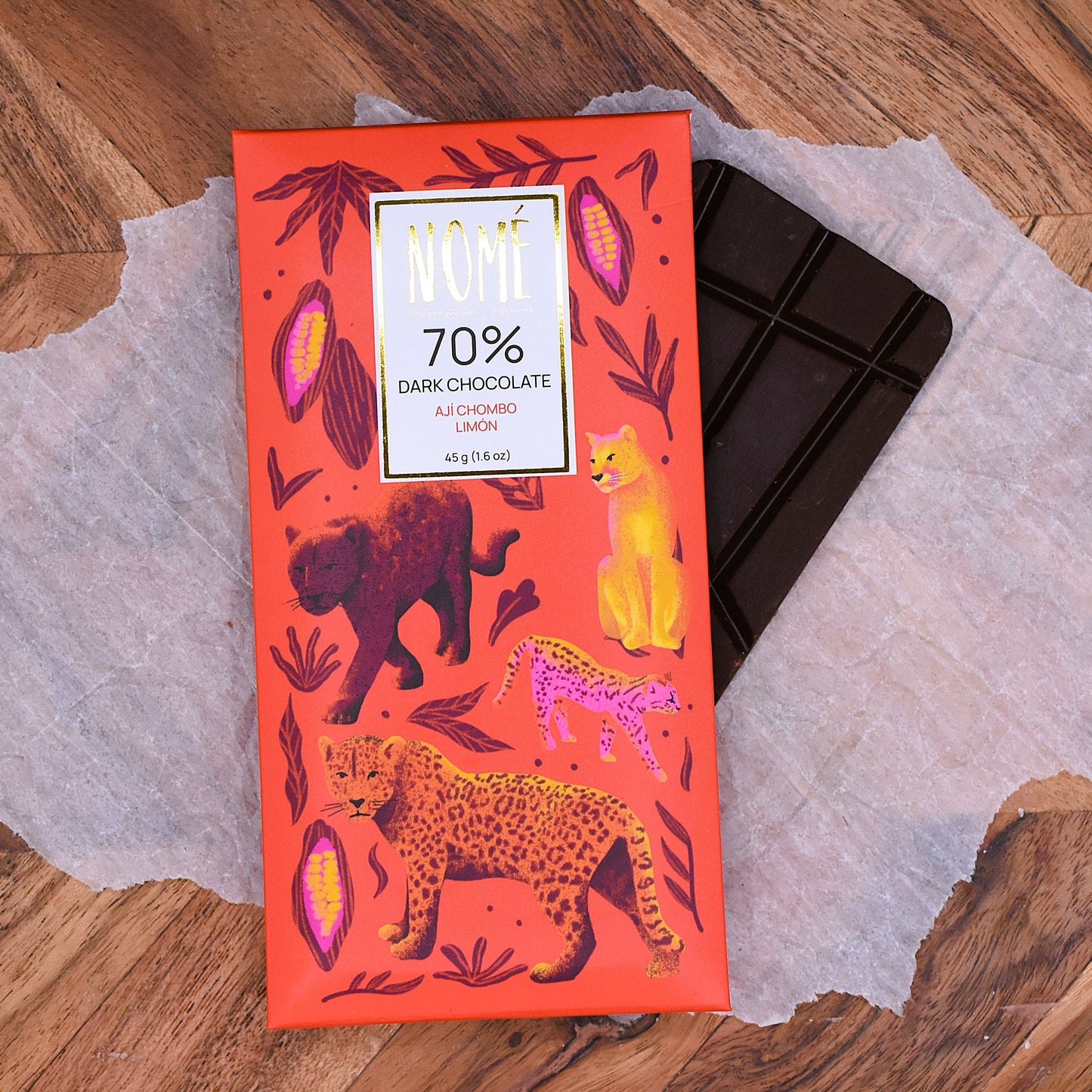 Nomé 70% Dark Chocolate Bar with Red Chili and Lemon