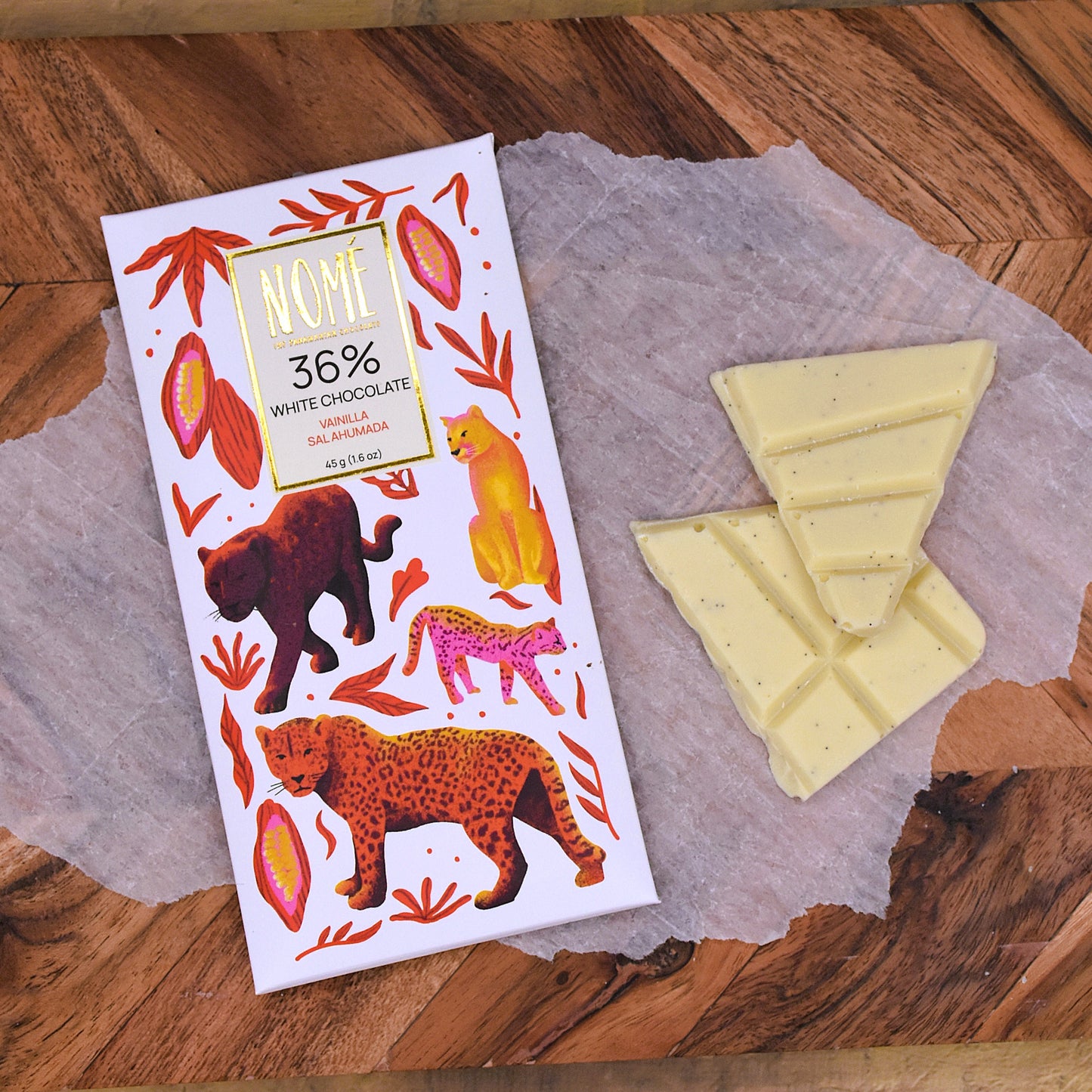 Nomé White Chocolate Bar with Smoked Sea Salt and Vanilla