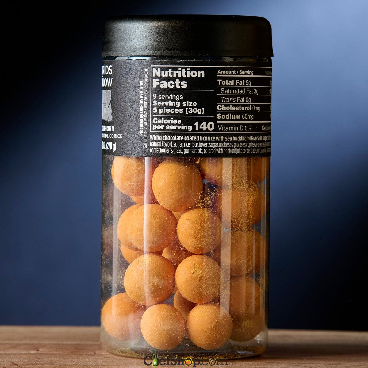Nutrition label for Lakrids Berries - Sea Buckthorn Chocolate Coated Licorice